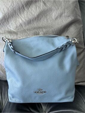🚨 SOLD OUT ONLINE! NWOT! Coach Light Blue Pebbled Leather Hobo Shoulder Bag